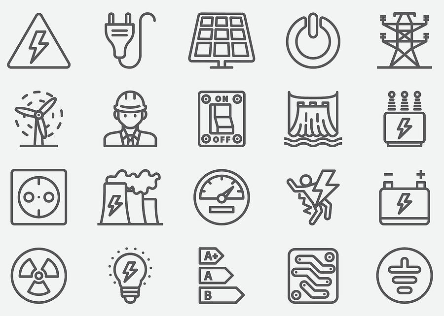 Electricity Line Icons Drawing by LueratSatichob