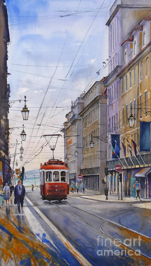 Watercolor Painting - ELECTRICO Lisboa by Antonio Bartolo
