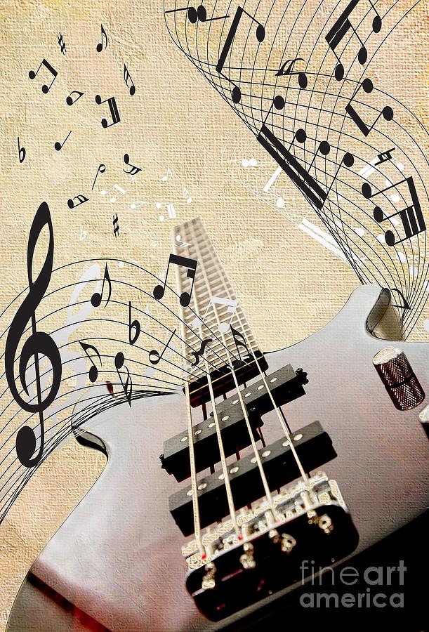 Music Digital Art - Electrifying Electric Guitar Abstract by Liane Wright