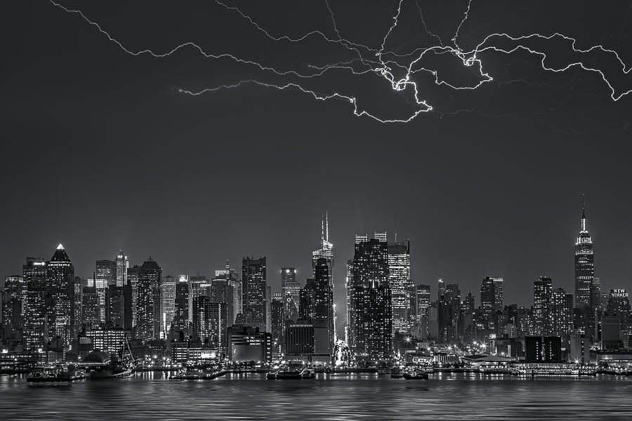 Electrifying New York City BW Photograph by Susan Candelario