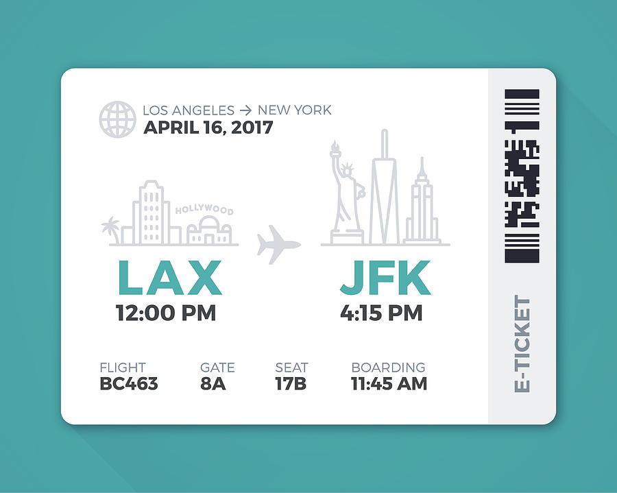 Electronic Boarding Pass Airline Ticket Drawing by Filo