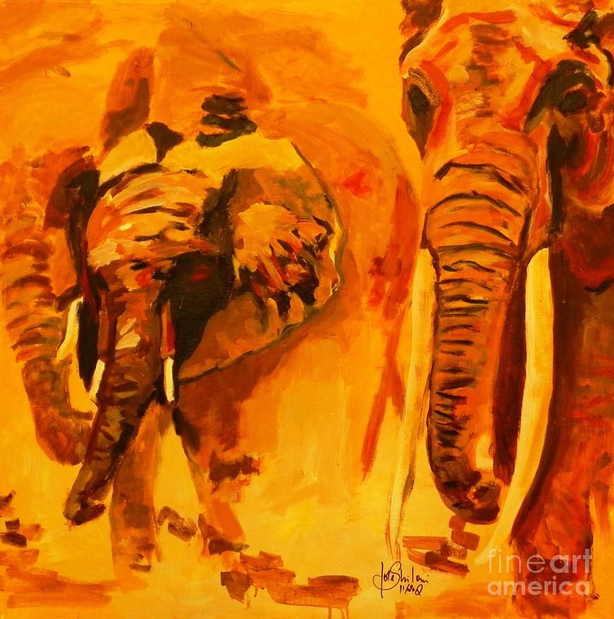 Elephants Painting by Jolanta Shiloni