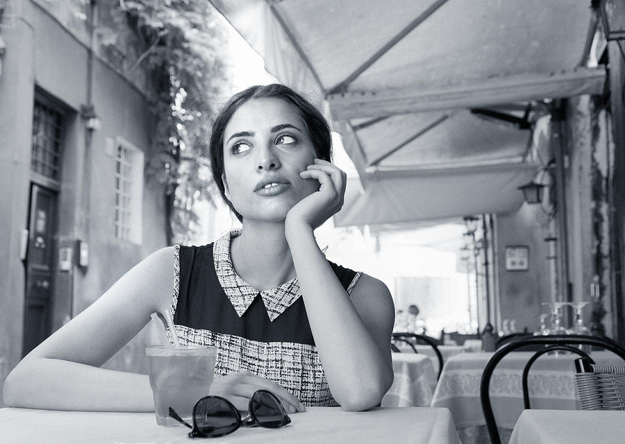 Elegant Italian girl drinking aperitif Photograph by Pidjoe