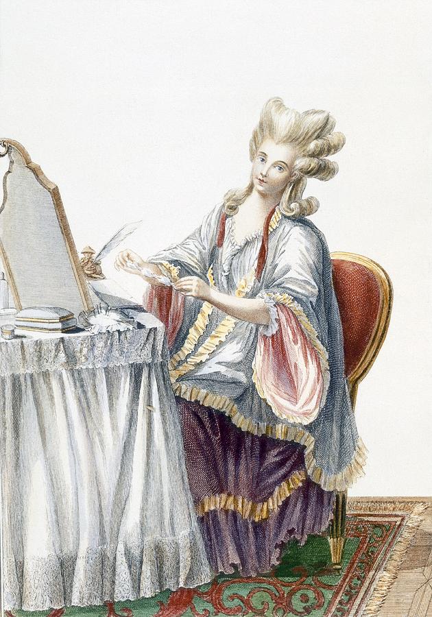 Hairstyle Drawing - Elegant Lady At Her Dressing Table by Pierre Thomas Le Clerc