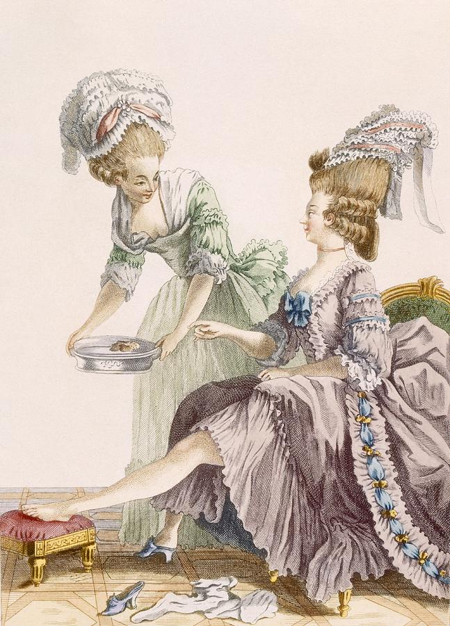 Elegant Lady Having Her Feet Washed Drawing by Pierre Thomas Le Clerc