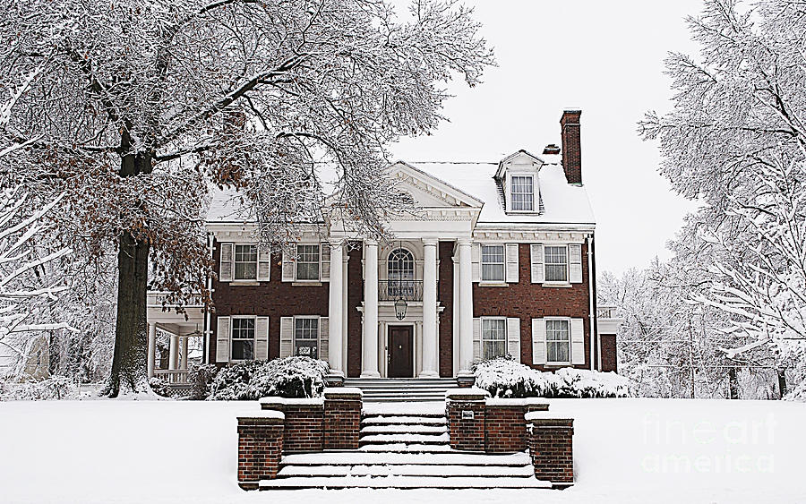 Winter Photograph - Elegant Mansion Snow Scene by Luther Fine Art