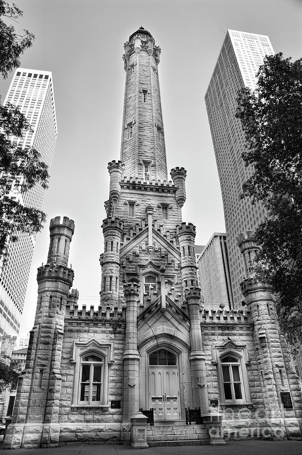 Elegant old Water Tower in black and white Photograph by Linda Matlow
