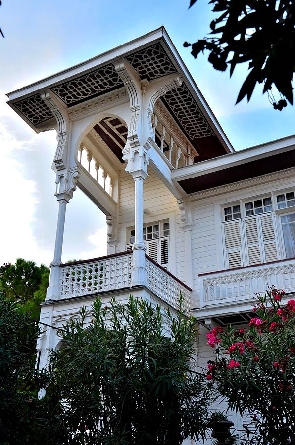 Turkey Photograph - Elegant white house and balcony by Imran Ahmed