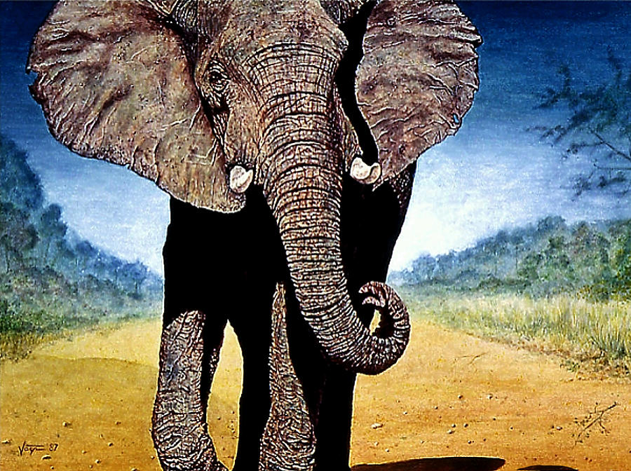 Elephant  Africa Painting by Hartmut Jager