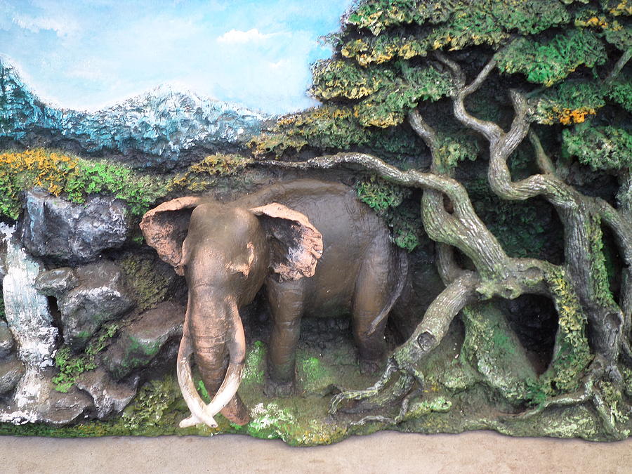 Elephant And Jangal Pyrography by Sunanda Yapa