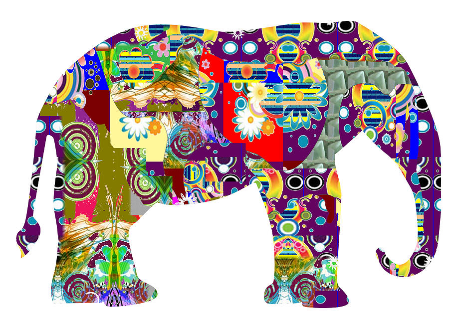Elephant Animal Wild Artistic Painted Patchwork Art NavinJoshi Rights  Managed Images Graphic Desig Painting by Navin Joshi - Pixels