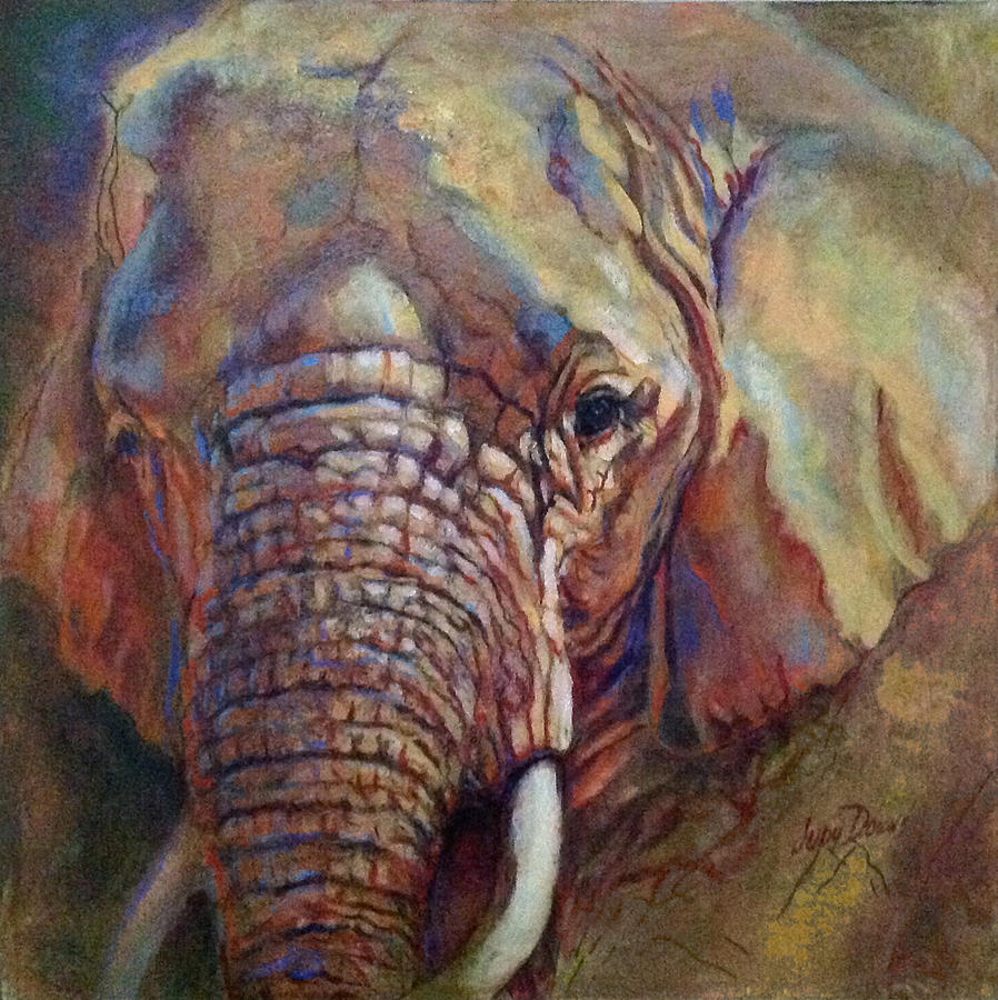 Elephant Painting - Elephant at Dusk 2 by Judy Downs
