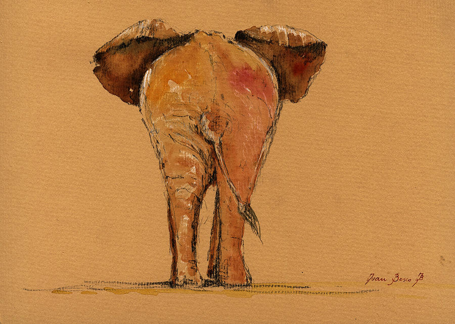 Elephant Painting - Elephant back by Juan  Bosco