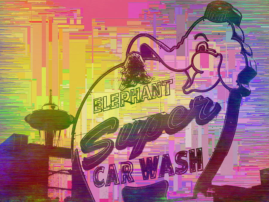 Elephant Car Wash Cubed Digital Art by Tim Allen