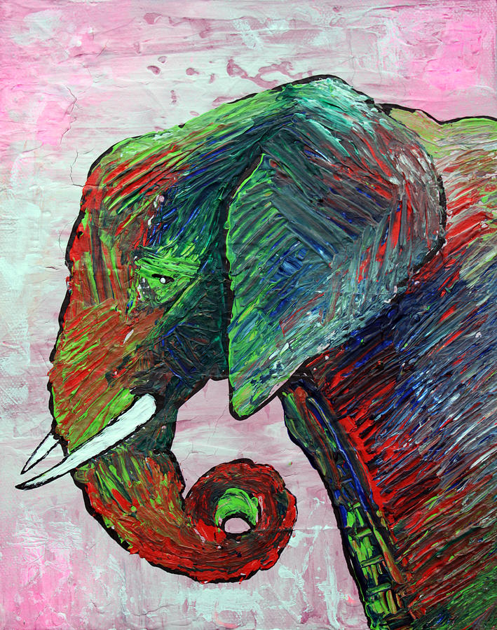 Elephant Colors Painting by Laura Barbosa