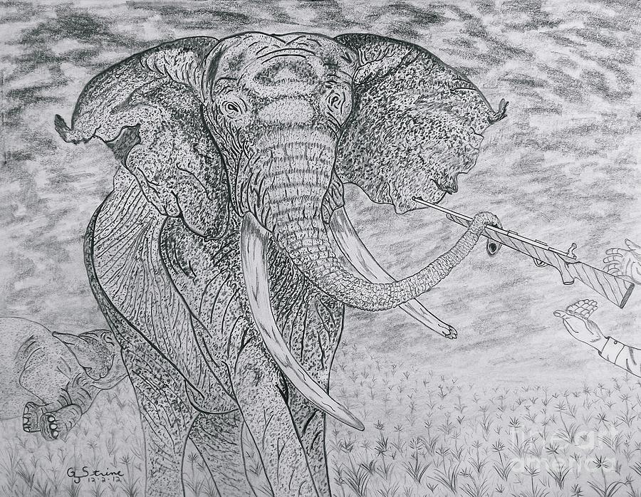 Elephant Drawing - Elephant Gun by Gerald Strine