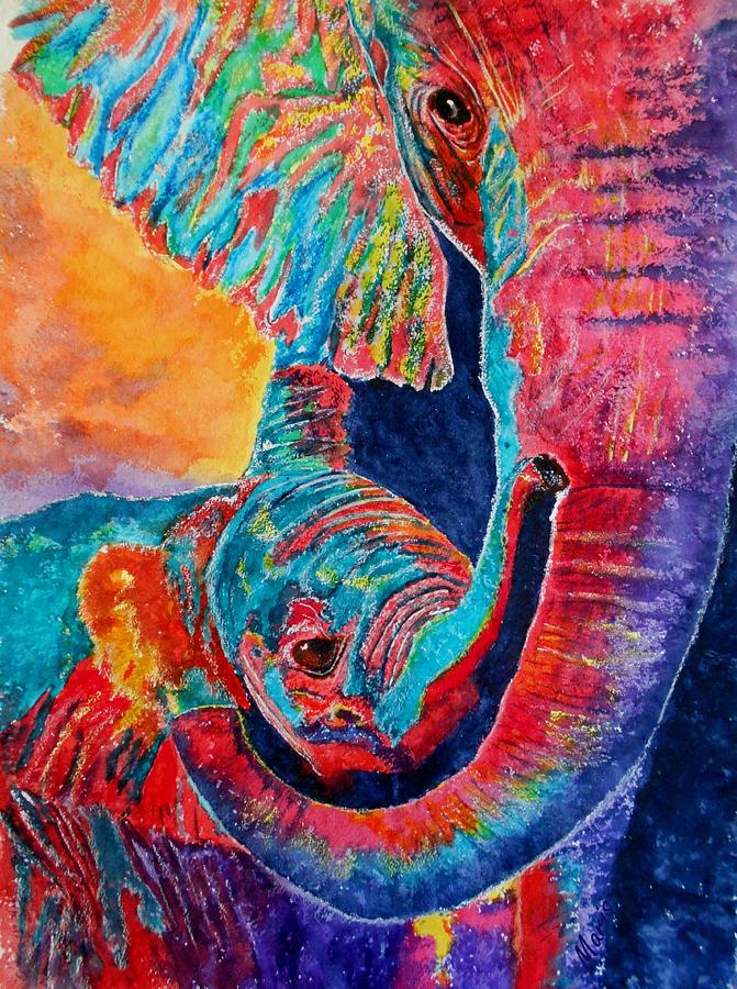 Elephant Hug Painting by Maris Sherwood