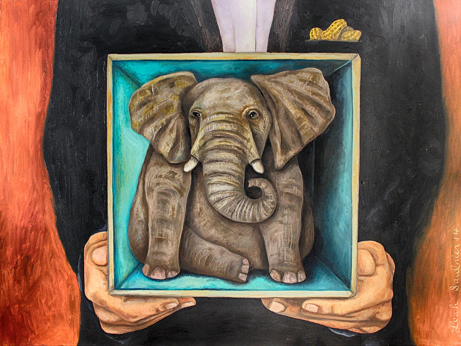 Elephant In A Box edit 2 Painting by Leah Saulnier The Painting Maniac