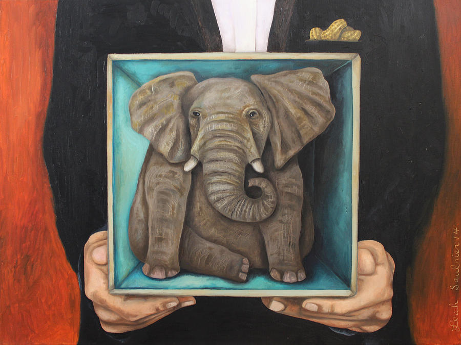 Jungle Painting - Elephant In A Box by Leah Saulnier The Painting Maniac