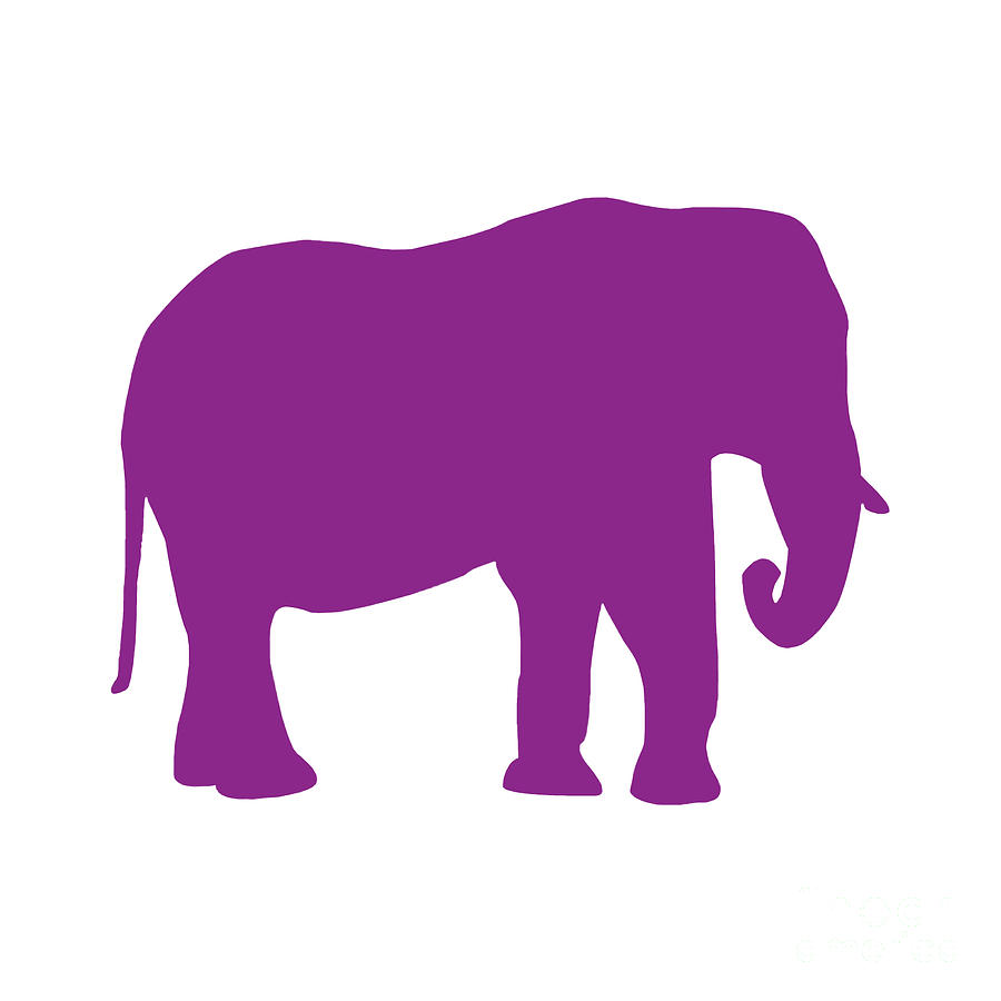 Elephant in Purple and White Digital Art by Jackie Farnsworth