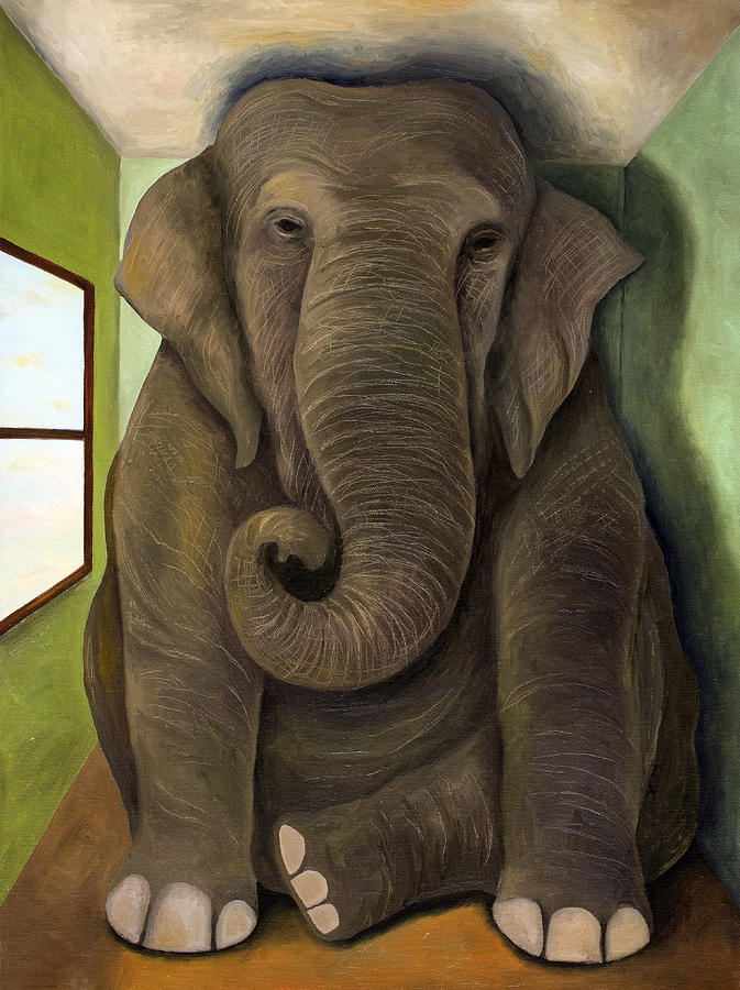 Prehistoric Painting - Elephant In The Room WIP by Leah Saulnier The Painting Maniac