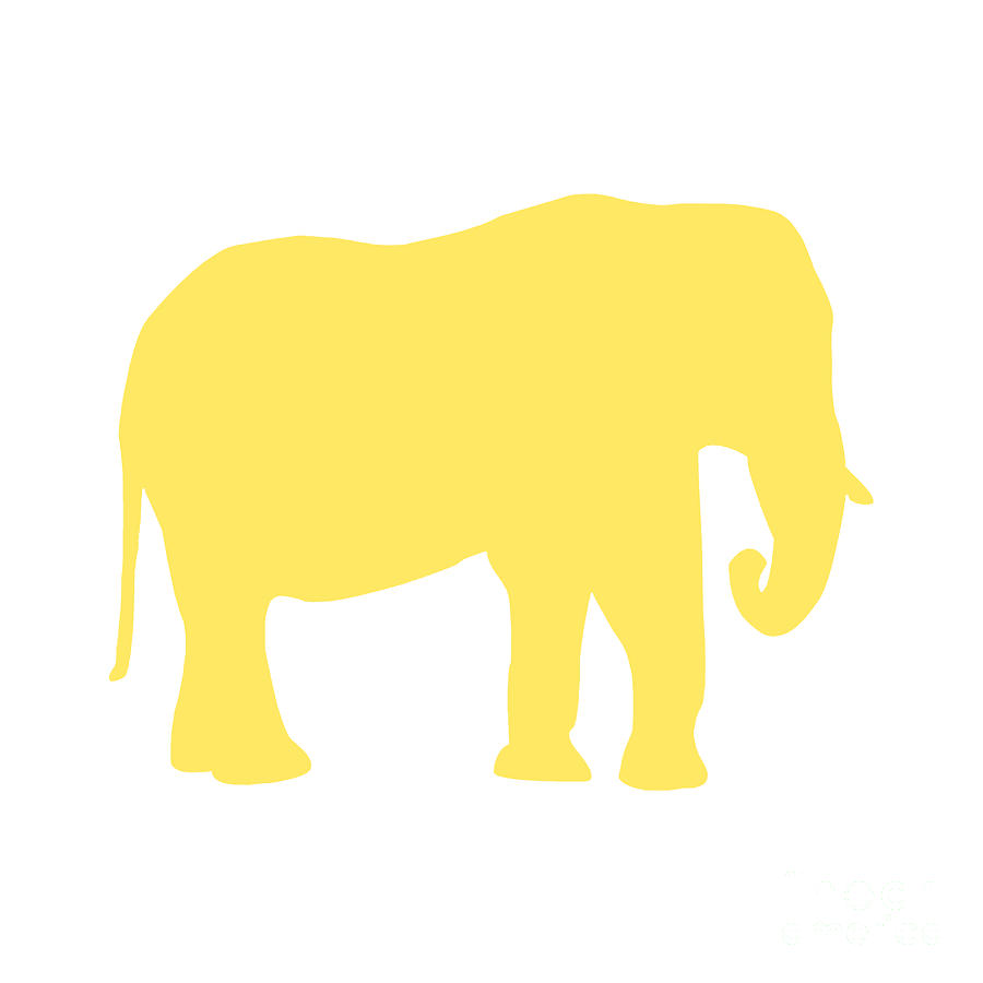 Elephant in Yellow and White Digital Art by Jackie Farnsworth