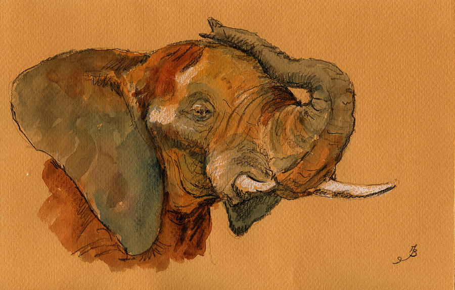 Wildlife Painting - Elephant by Juan  Bosco