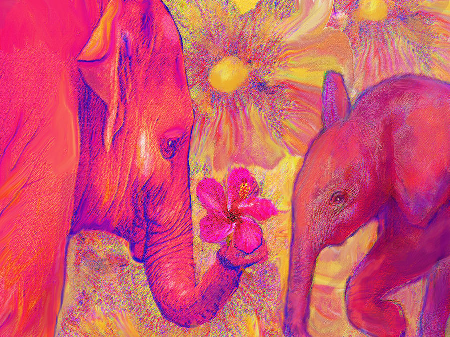 Elephant Love Digital Art by Jane Schnetlage