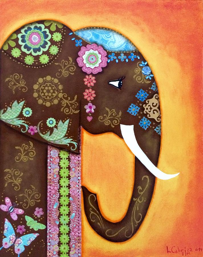 Elephant Painting by Maria Cabriza - Fine Art America