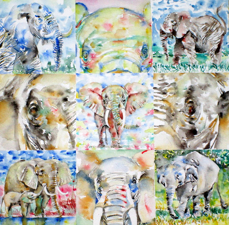 Elephant Painting - Elephant - Nine Points Of View by Fabrizio Cassetta