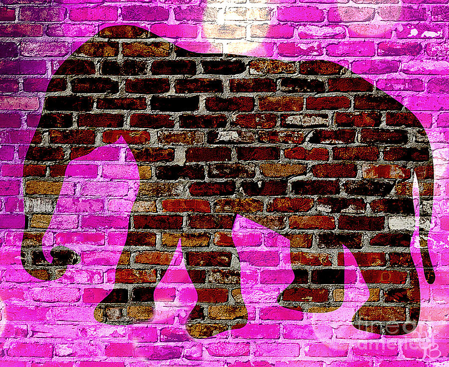 Elephant on Brick Digital Art by Mindy Bench