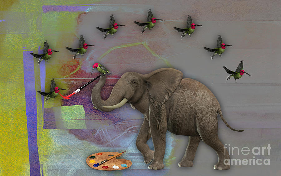 Elephant Painting Mixed Media by Marvin Blaine