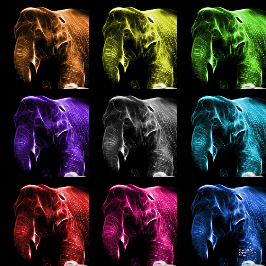 Elephant Pop Art 3374 - Mosaic -BB Digital Art by James Ahn