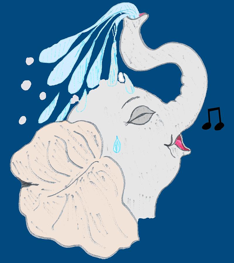 Elephant Shower Drawing by Pharris Art