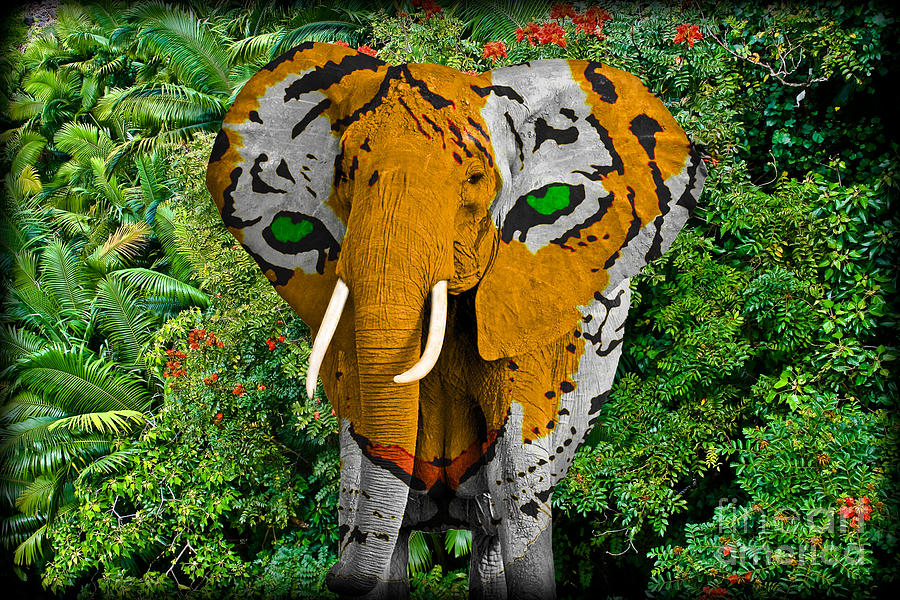 Abstract Photograph - Elephant Tiger Abstract by Gary Keesler