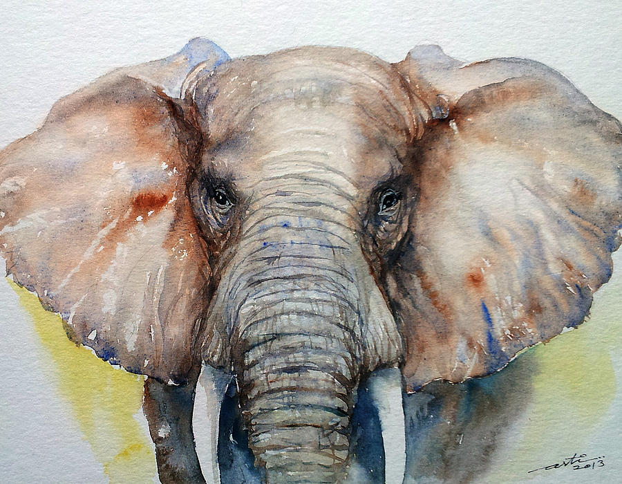 Elephant_Chestnut Brown Painting by Arti Chauhan