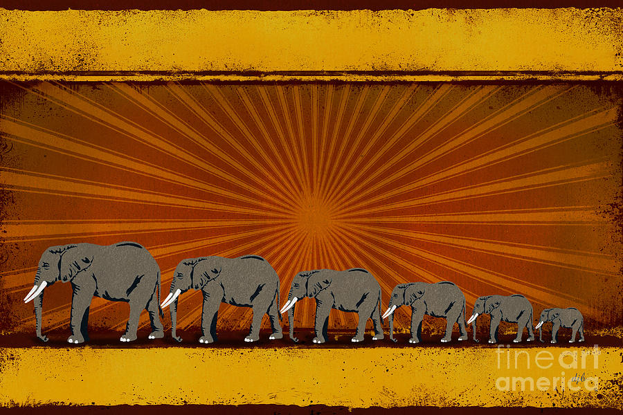 Nature Digital Art - Elephants by Peter Awax