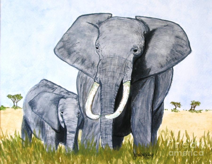 Elephants Painting by Denise Railey