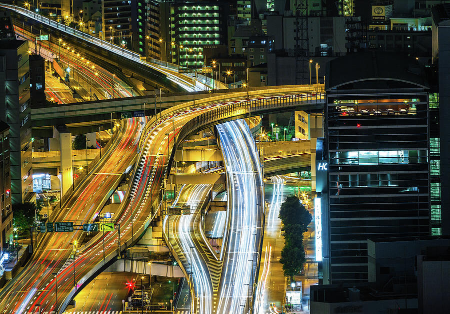 Elevated Highways In Osaka At Night Photograph by Sandro Bisaro