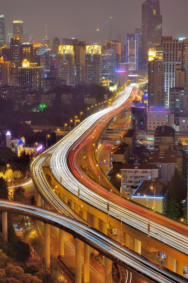Elevated Road In Shanghai Photograph by Wei Fang