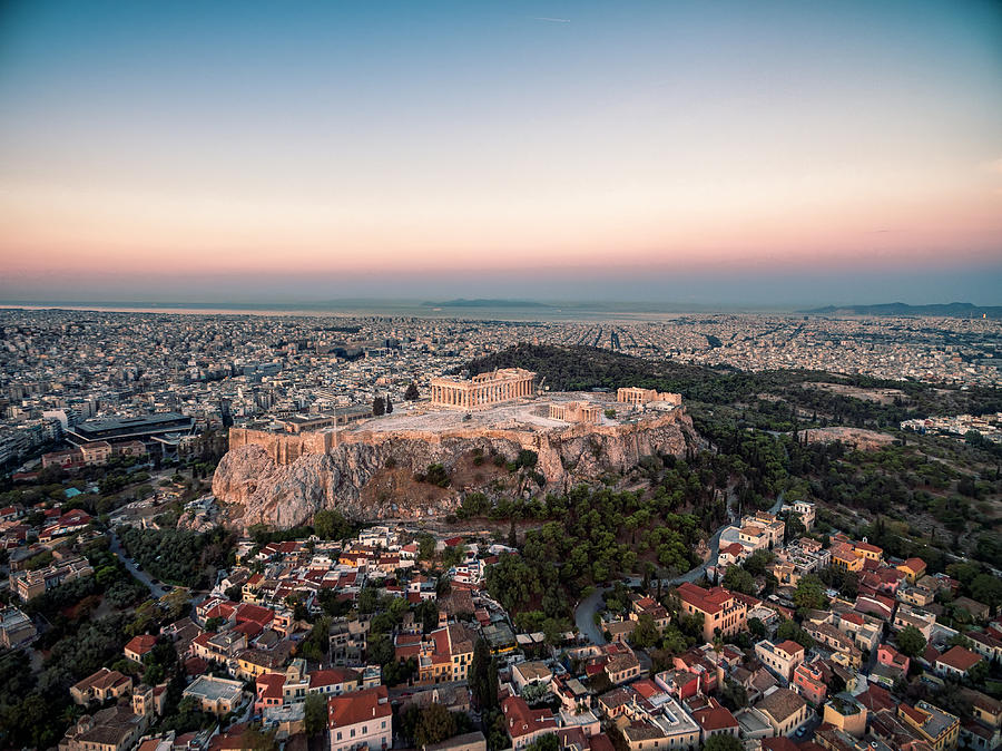 Elevated view of Acropolis of Athens, Greece Photograph by Shan.shihan