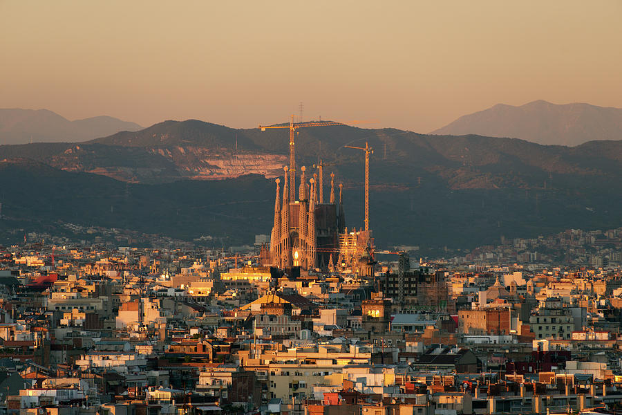 Elevated View Of Barcelona With Sagrada Photograph by Guy Vanderelst