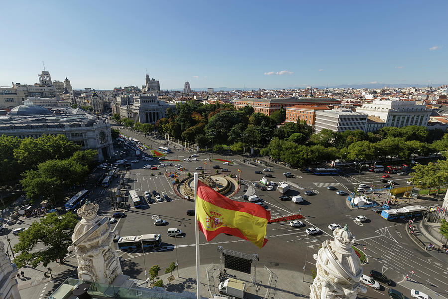 Elevated View Of Plaza De La Cibeles In Photograph by Guy Vanderelst