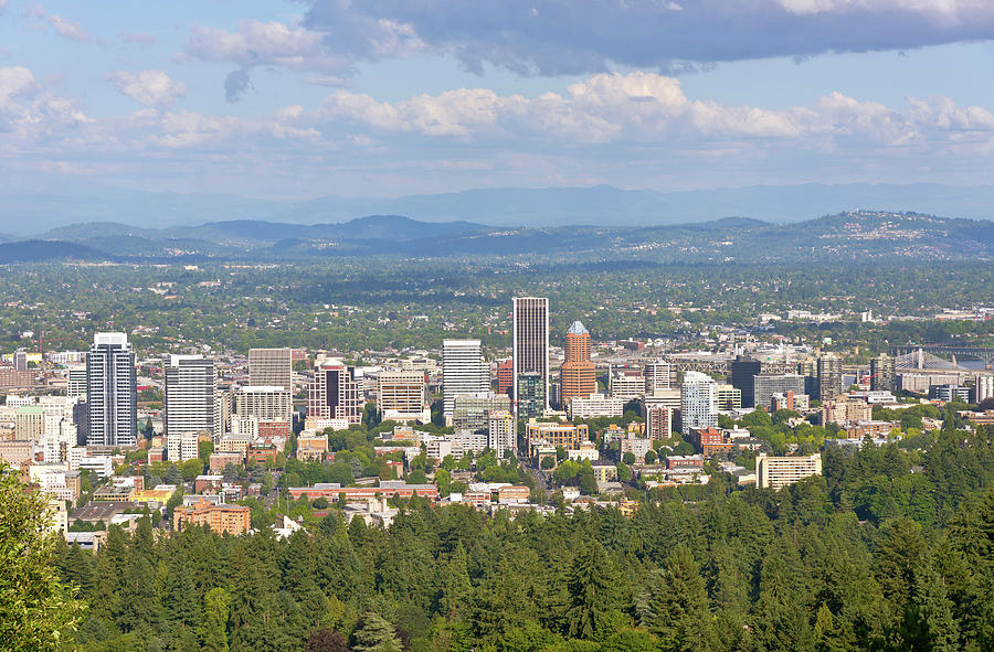 Elevated View Of Portland Skyline Photograph by Panoramic Images