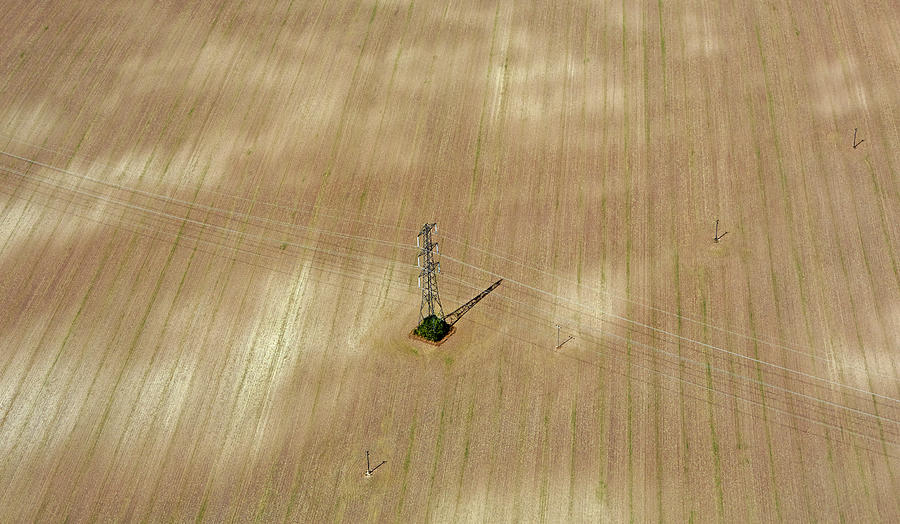 Elevated View Of Pylon In Cornfield Photograph by Allan Baxter