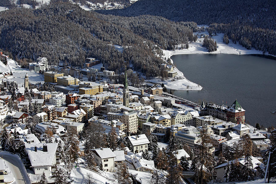 Elevated View Of Saint Moritz In Winter Photograph by Massimo Pizzotti
