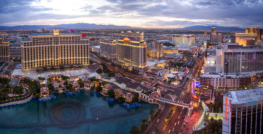 Elevated view of the Las Vegas strip after sunset Photograph by Maximilian Müller