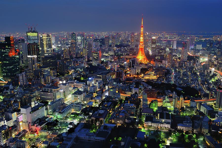 Elevated View Of The Minato Area Of by Wilfred Y Wong