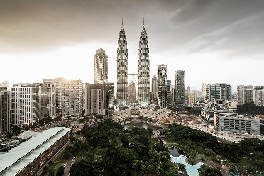 Elevated View Of The Petronas Towers At Photograph by Martin Puddy