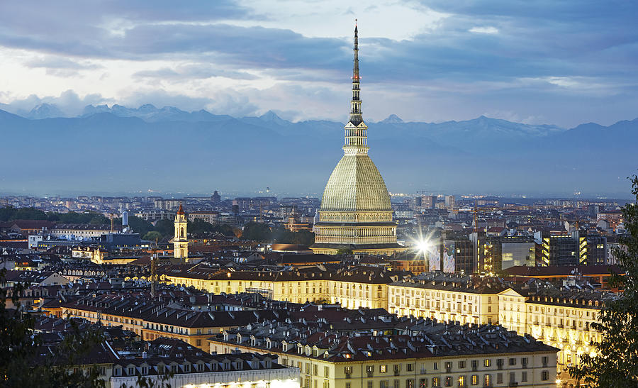 Elevated view of Turin and the Mole Antonelliana Photograph by Allan Baxter